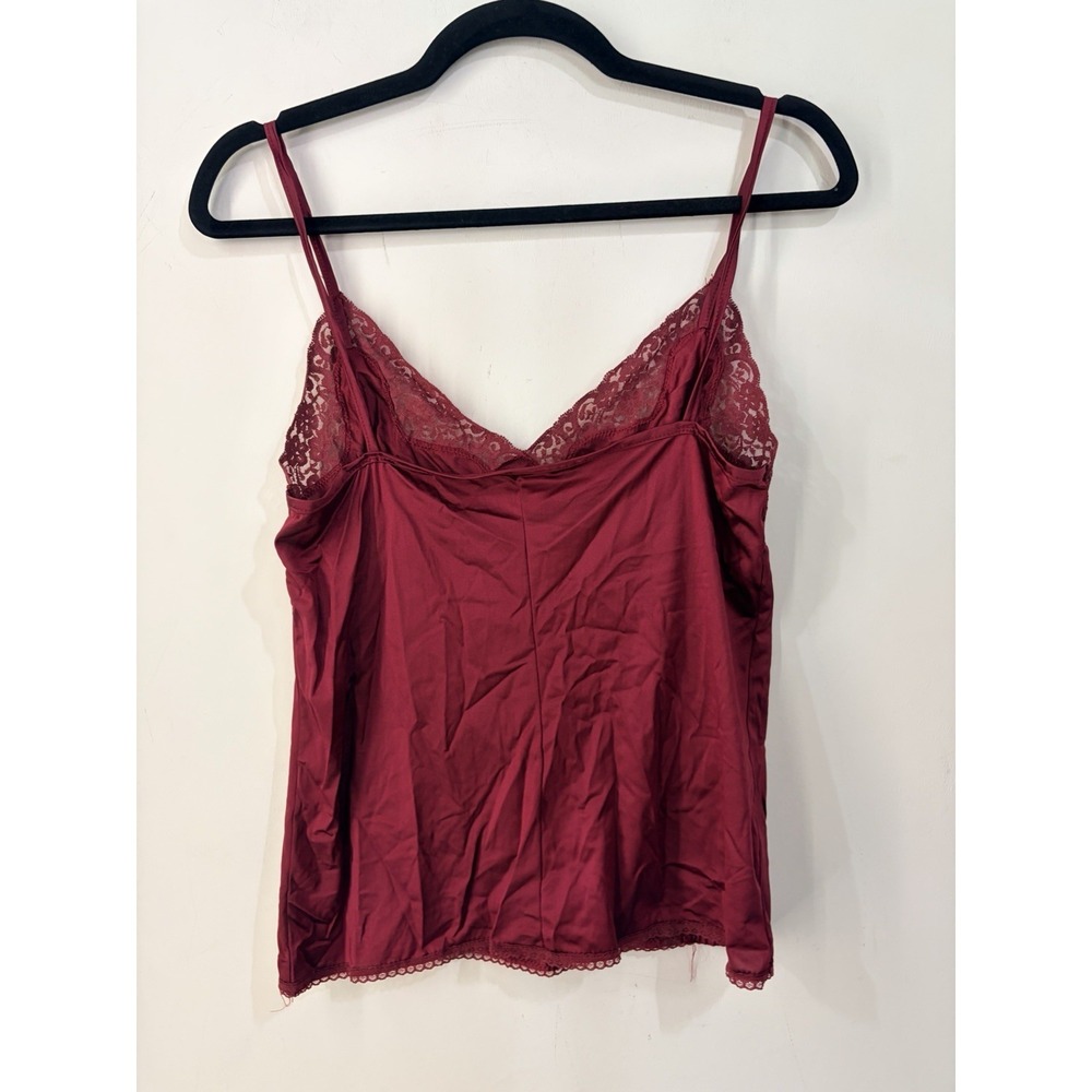 Vintage Blush Burgundy Nylon Lace Cami Cami Top Lingerie Sleepwear Medium - Picture 5 of 5